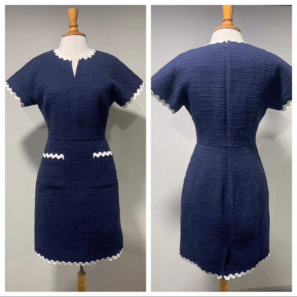 JCrew navy dress with Rickrack size 2 Perfect